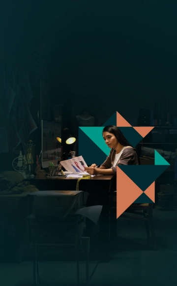 Fashion design workspace with designer